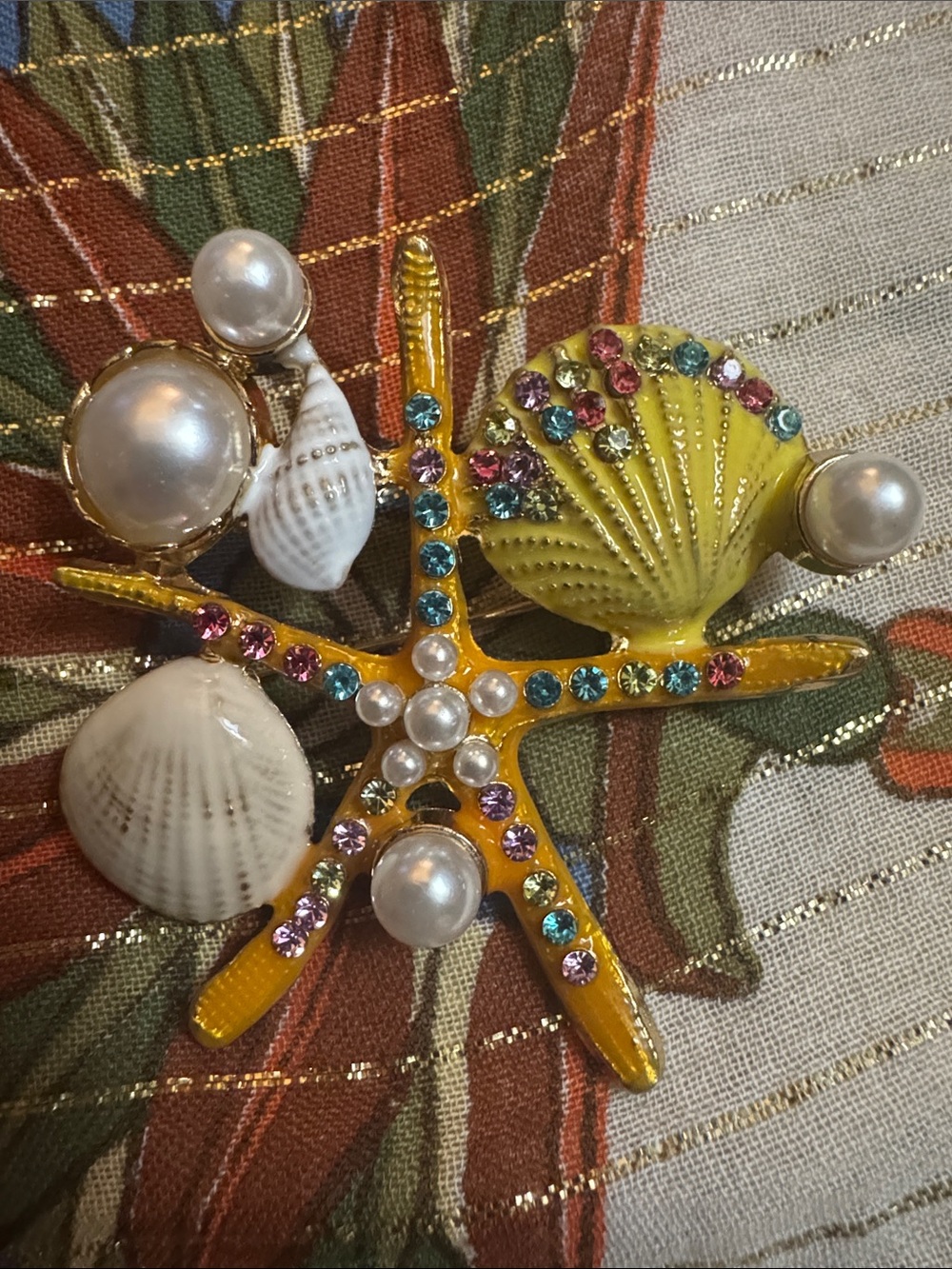 Seashell & Starfish Multicolor Crystal Brooch - Women Jewelry Brooches